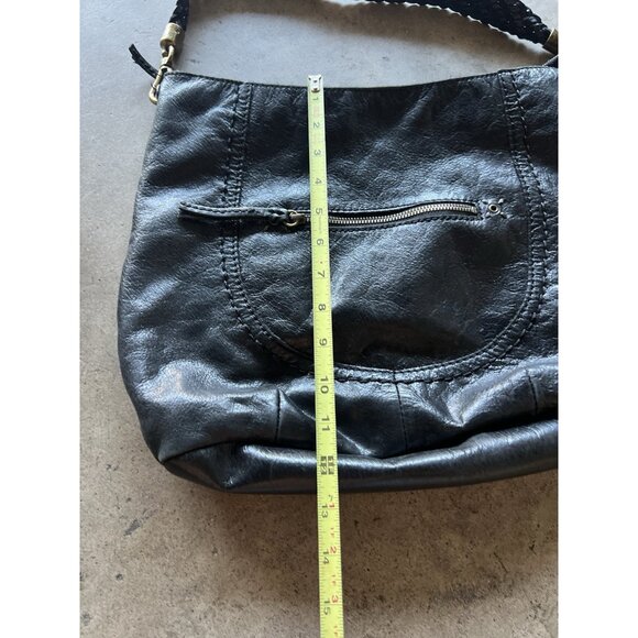 Vintage The Sak Indio Black Leather Hobo Shoulder Bag Braided Strap Handbag - Picture 4 of 13